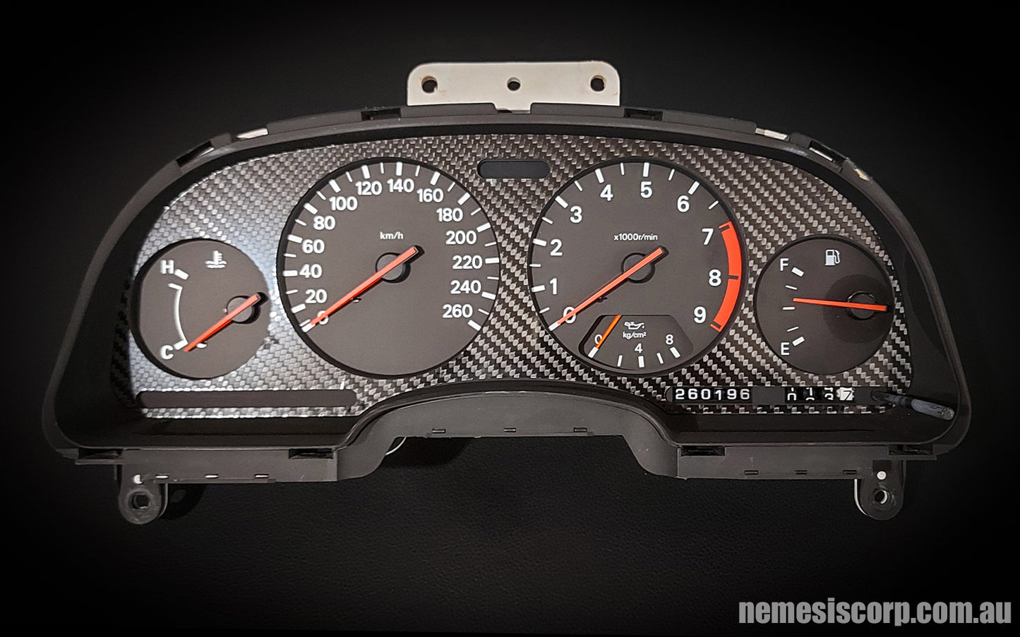 Nemesis Corp Nissan 300zx Z32 Dash Cluster Overlay Carbon Fibre Front Side