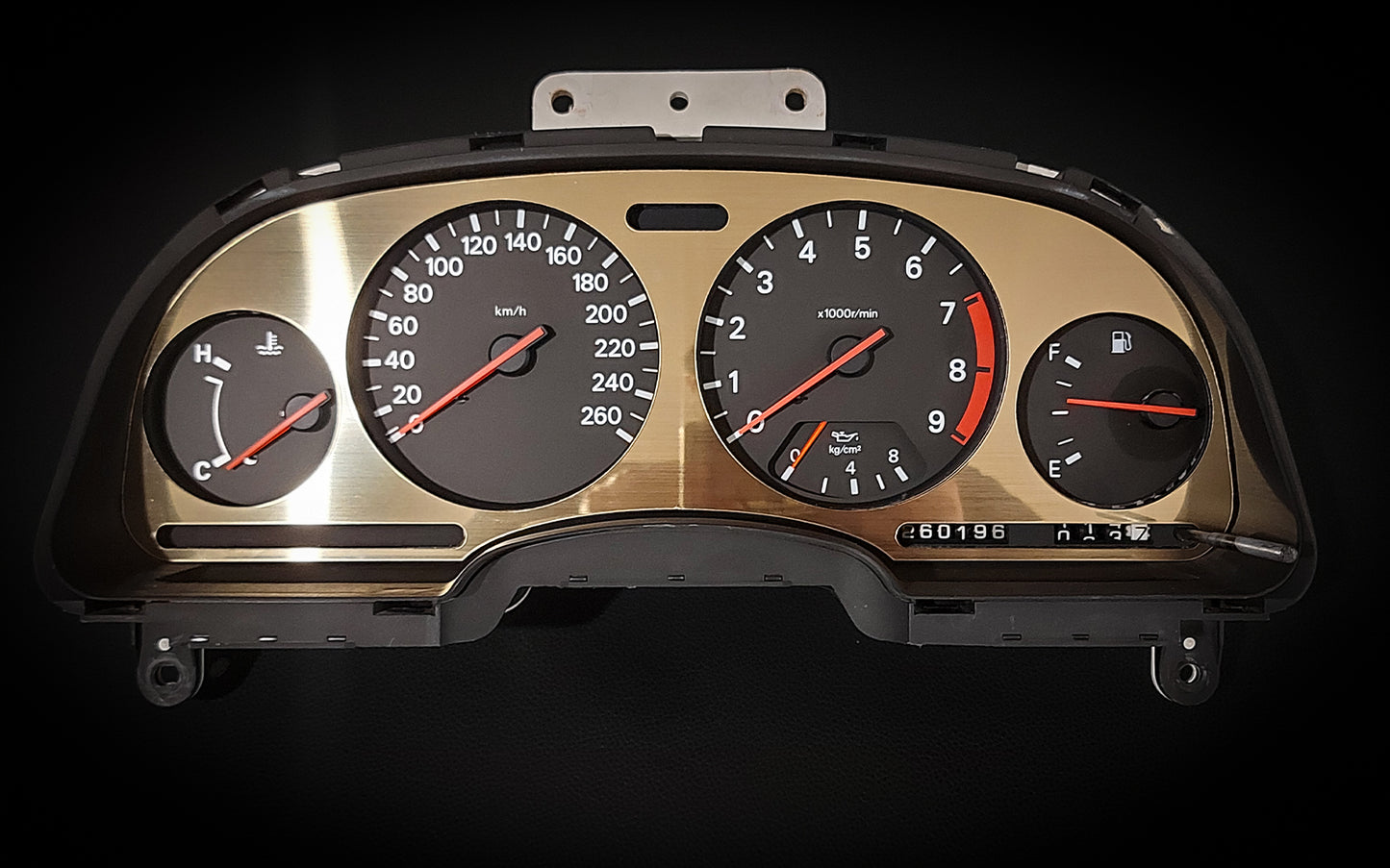 Nemesis Corp Nissan 300zx Z32 Dash Cluster Overlay Gold Front Side