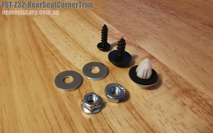 Rear Seat Corner Trim (Each Side) Nut, Washer and Screw Fastener Kit - Nissan 300ZX Z32