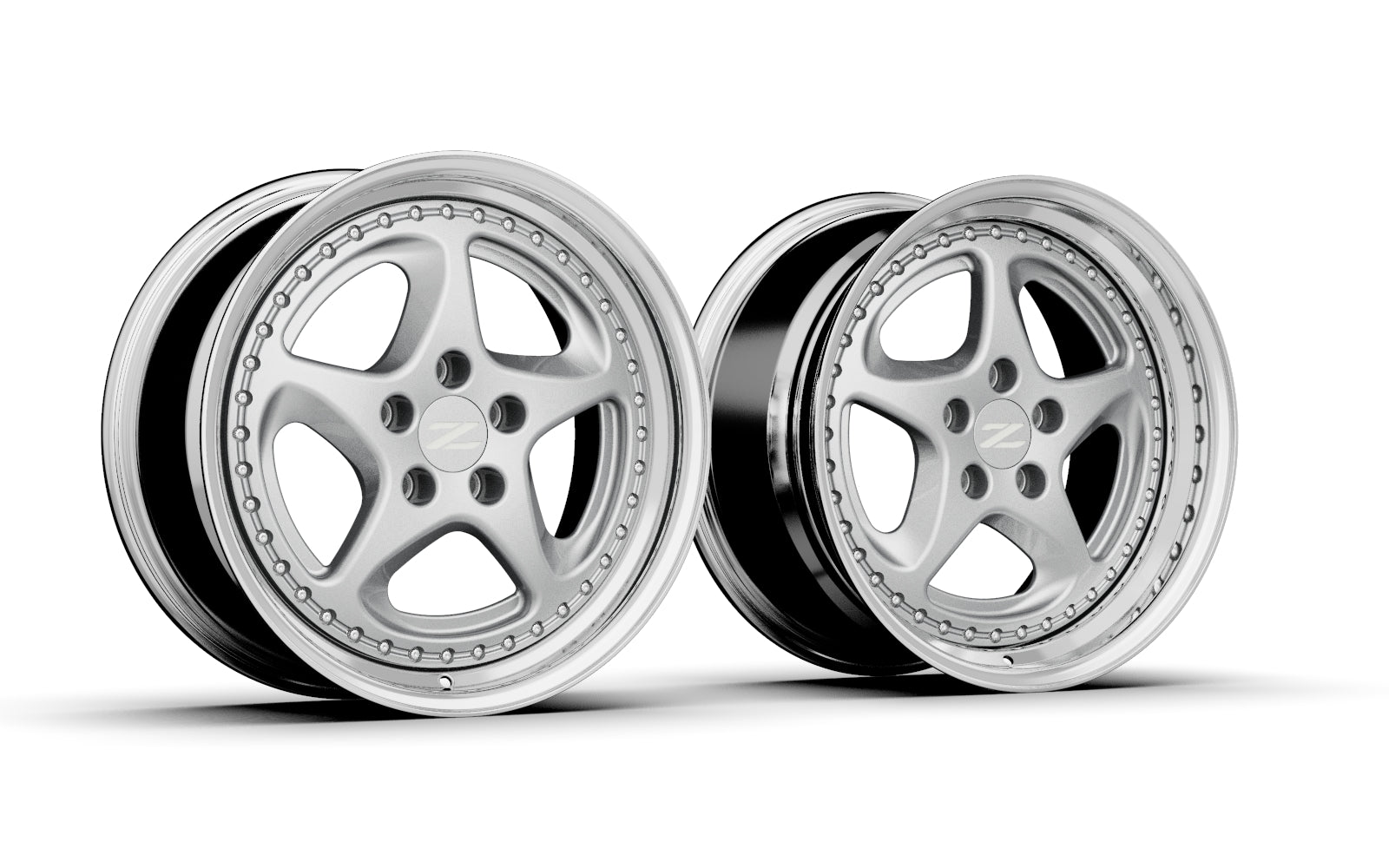 Custom Nissan 300zx Z32 OEM Style Wheels in Hyper Silver Front Side